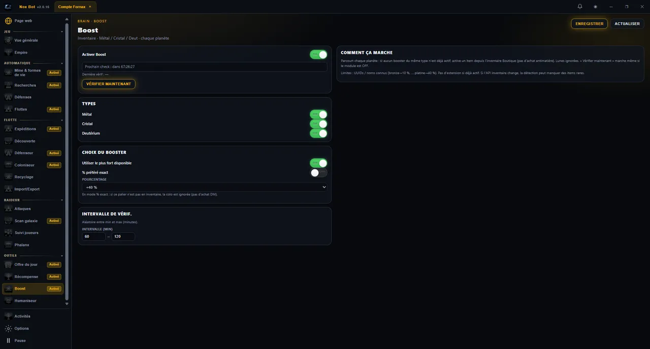 Nox Bot — Boost