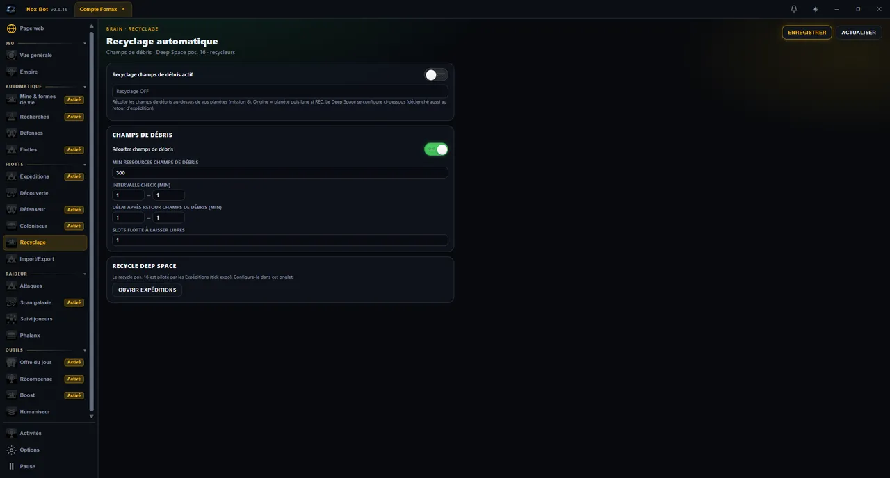 Nox Bot — Recyclage