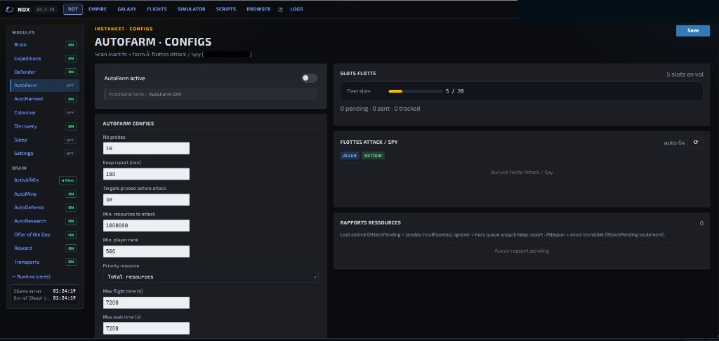 AutoFarm configs Nox-bot